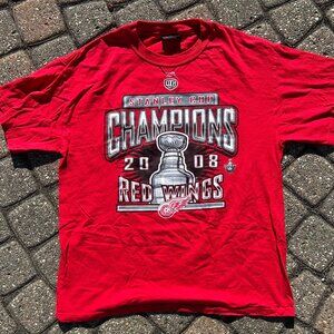 Detroit Red Wings 2008 Stanley Cup T Shirt Sz L Old Time Hockey